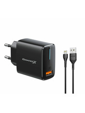 Мережевий зарядний пристрій Grand-X CH-550BL (1 USB-A) 18W + кабель Lightning Black (CH-550BL)