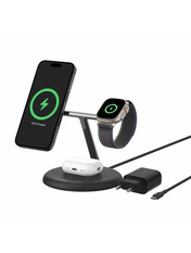 Бездротовий зарядний пристрій Belkin BoostCharge Pro 3in1 Qi2 Black 15 Black (WIZ023VFBK)