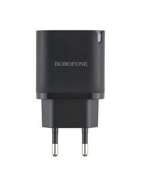 Мережевий зарядний пристрій Borofone BA83A (1 USB-A + 1 USB-C) 20W + кабель Type-C to Type-C Black