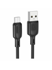 Кабель синхронізації Borofone  BX113 SiliconeUSB to microUSB Black 2 12W 2m Black