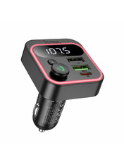 Автомобільний трансмітер Hoco E85 38W (2 USB-A + USB-C) Black