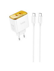 Мережевий зарядний пристрій Hoco CS43A (1 USB-C) 45W + кабель Type-C to Type-C White () White