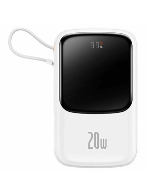 Павербанк Baseus Qpow Pro Digital Display 1xUSB-C + 1xUSB-A 20W 10000mAh White (PPQD060002)