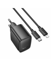 Мережевий зарядний пристрій Hoco CS61A Bright Type-C to Lightning (1 USB-A + 1 USB-C) 30W + кабель Type-C to Lightning Black