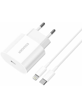 Мережевий зарядний пристрій Essager Vanjane (1 USB-C) 20W + кабель Type-C to Lightning White (EFJB02-XBL02-T)