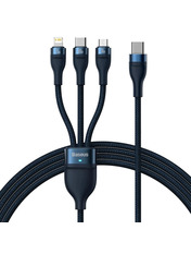 Кабель синхронізації Baseus Flash USB to Lightning + microUSB + Type-C 100W 1,5m Blue (CASS030203)