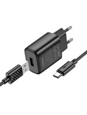 Мережевий зарядний пристрій Hoco C134A Type-C Black (1 USB-A) 12W + кабель Type-C Black 1 USB-A 12