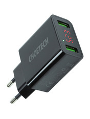 Мережевий зарядний пристрій Choetech 2 USB-A 11 Black Відсутній (2 USB-A) 11W Black (C0028)