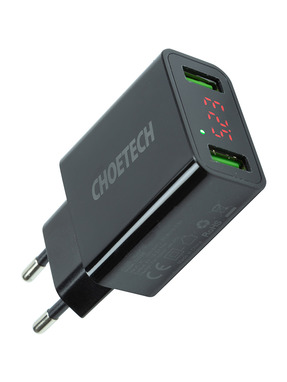 Мережевий зарядний пристрій Choetech (2 USB-A) 11W Black (C0028)