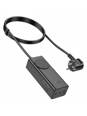 Мережевий зарядний пристрій Hoco NS4 Sharp (1 USB-A + 2 USB-C) 65W Black