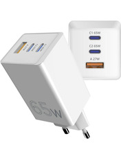 Мережевий зарядний пристрій Sigma X-power PS65-01 1 USB-A + 2 USB-C 65 White Відсутній (1 USB-A + 2 USB-C) 65W White (4827798637715)
