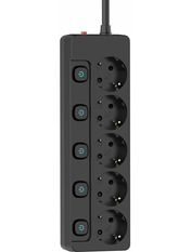 Мережевий фільтр ColorWay CW-PSEA55SBK 5/5m Black