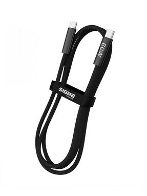Кабель синхронізації Sigma X-power CC60-1 Type-C to Type-C 60W 1m Black (4827798664612)