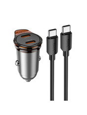 Автомобільний зарядний пристрій Hoco Rigorous port NZ16B 45W Gray Type-C to Type-C 2 USB-C 2 USB-C + кабель Type-C to Type-C Gray (6942007644792)