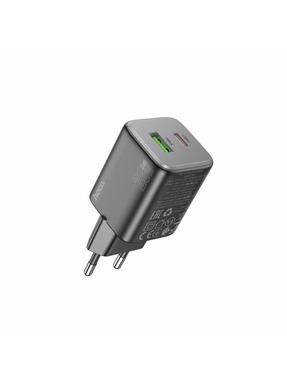 Мережевий зарядний пристрій Hoco N41 (1 USB-A + 1 USB-C) 20W Black