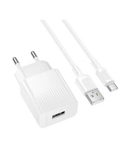 Мережевий зарядний пристрій Borofone BAS71A 10.5 1 USB-A Type-C White (1 USB-A) 10,5W + кабель Type-C White