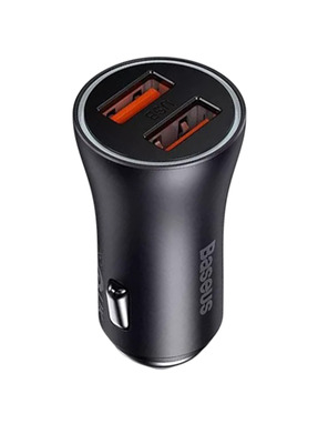 Автомобільний зарядний пристрій Baseus Golden Contactor Max 60W 2 USB-A Dark Gray (CGJM000013)