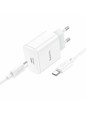 Мережевий зарядний пристрій Hoco C76A Pro Type-C to Type-C (1 USB-C) 30W + кабель Type-C to Type-C White