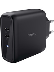 Мережевий зарядний пристрій Trust Maxo 2 USB-C Black 65 Відсутній (2 USB-C) 65W Black (25380)