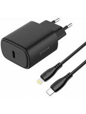 Мережевий зарядний пристрій Proove Silicone Power 2 1 USB-C Black (1 USB-C) 20W + кабель Type-C to Lightning Black (WCSP22010001)