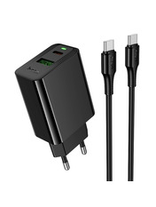 Мережевий зарядний пристрій Hoco CS95A 30 1 USB-A + 1 USB-C Type-C to Type-C Black (1 USB-A + 1 USB-C) 30W + кабель Type-C to Type-C Black