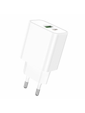 Мережевий зарядний пристрій Borofone BA88A (1 USB-A + 1 USB-C) 20W White White