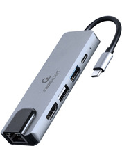 USB-хаб Cablexpert A-CM-COMBO5-04 Type-C (1xUSB 3.1 + 1xUSB 2.0 + 1xType-C PD + 1xHDMI + 1xLAN) Grey (A-CM-COMBO5-04)