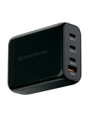 Мережевий зарядний пристрій ArmorStandart ARP-131 GaN 100 1 USB-A + 3 USB-C Відсутній Black (1 USB-A + 3 USB-C) 100W Black (ARM70024)