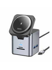 USB-хаб Hoco HB49 USB 3.0, USB Type-C (3xUSB 3.0 + 1xType-C + 1xHDMI + RJ45 + SD + TF ) з додатковим живленням Grey (HB49)
