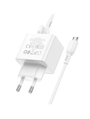 Мережевий зарядний пристрій Borofone BAS12A 1 USB-A White MicroUSB (1 USB-A) 18W + кабель MicroUSB White 18