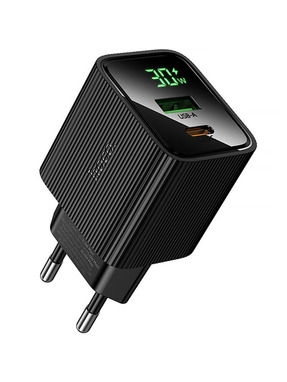 Мережевий зарядний пристрій Hoco CS84A Excellent (1 USB-A + 1 USB-C) 30W Black