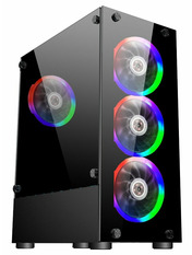 Корпус 1stPlayer V2-A-BK-4F1 Midi-Tower Black