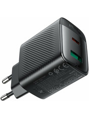 Мережевий зарядний пристрій ACEFAST A106 GaN 1 USB-A + 1 USB-C Відсутній Black 45 (1 USB-A + 1 USB-C) 45W Black (6974316284031)