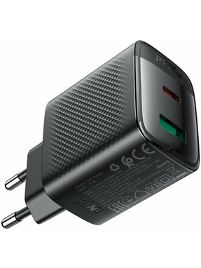 Мережевий зарядний пристрій ACEFAST A106 GaN (1 USB-A + 1 USB-C) 45W Black (6974316284031)