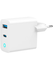 Мережевий зарядний пристрій Gembird TA-UC-PDQC65L-W-01 (1 USB-A + 1 USB-C) 65W White (TA-UC-PDQC65L-W-01)