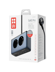 Мережевий фільтр ColorWay CW-CHE25PDB 2 2/2m + 1 USB + 2 Type-C Black