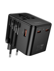 Мережевий зарядний пристрій Hoco AC31 (1 USB-A + 2 USB-C) 25W Black