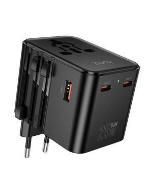 Мережевий зарядний пристрій Hoco AC31 (1 USB-A + 2 USB-C) 25W Black