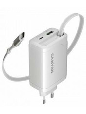 Мережевий зарядний пристрій Canyon OnCharge 65RC GaN Black 1 USB-A + 1 USB-C 65 Відсутній (1 USB-A + 1 USB-C) 65W Black (CNS-CURC65ACW)