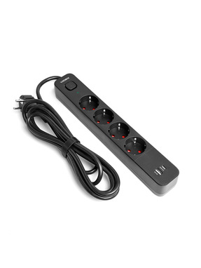 Мережевий фільтр Videx ONCORD з/з 4/3m + 1 USB Black (VF-PD43G1QC1PD-B)