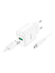 Мережевий зарядний пристрій Hoco C140A (1 USB-A) 18W + кабель MicroUSB White MicroUSB White