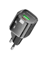 Мережевий зарядний пристрій Borofone BN17 Sunlight Відсутній (1 USB-A + 1 USB-C) 20W Transparent Black