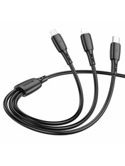 Кабель синхронізації Borofone BX71 USB to Lightning + microUSB + Type-C Ні Black 1 1m Black