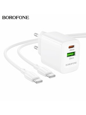 Мережевий зарядний пристрій Borofone BN29 Fuente (1 USB-A + 1 USB-C) 30W White