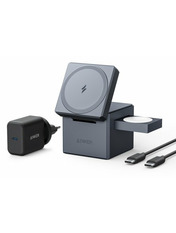 Мережевий зарядний пристрій Anker MagGo Wireless Charging Station Cube 3in1 (1 USB-C) 15W Black