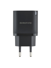 Мережевий зарядний пристрій Borofone BA83A Type-C to Type-C Black (1 USB-A + 1 USB-C) 20W + кабель Type-C to Type-C Black