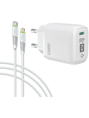 Мережевий зарядний пристрій Intaleo TCGQPD120 (1 USB-A) 20W + кабель Lightning White (1283126510007)