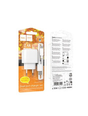 Мережевий зарядний пристрій Hoco CS51A Surplus Type-C 2 USB-A + 1 USB-C White 12 (2 USB-A + 1 USB-C) 12W + кабель Type-C White
