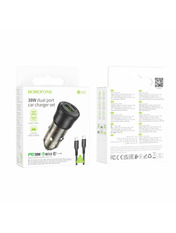 Автомобільний зарядний пристрій Borofone BZ25 Journey 38W Type-C to Type-C 1 USB-A + 1 USB-C Transparent Black 1 USB-A + 1 USB-C + кабель Type-C to Type-C Transparent Black