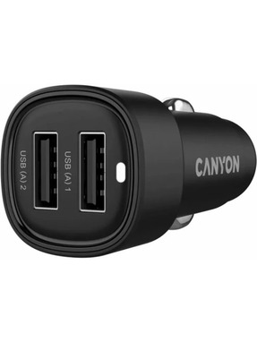 Автомобільний зарядний пристрій Canyon OnDrive 24 24W 2 USB-A Black (CNE-CCABR2AA)